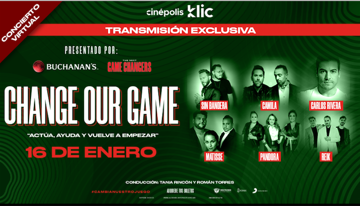 No te Pierdas el Concierto “Change Our Game” en Cinépolis Klic, con la Participación de Sin Bandera, Camila, Carlos Rivera, Matisse, Reik y Pandora